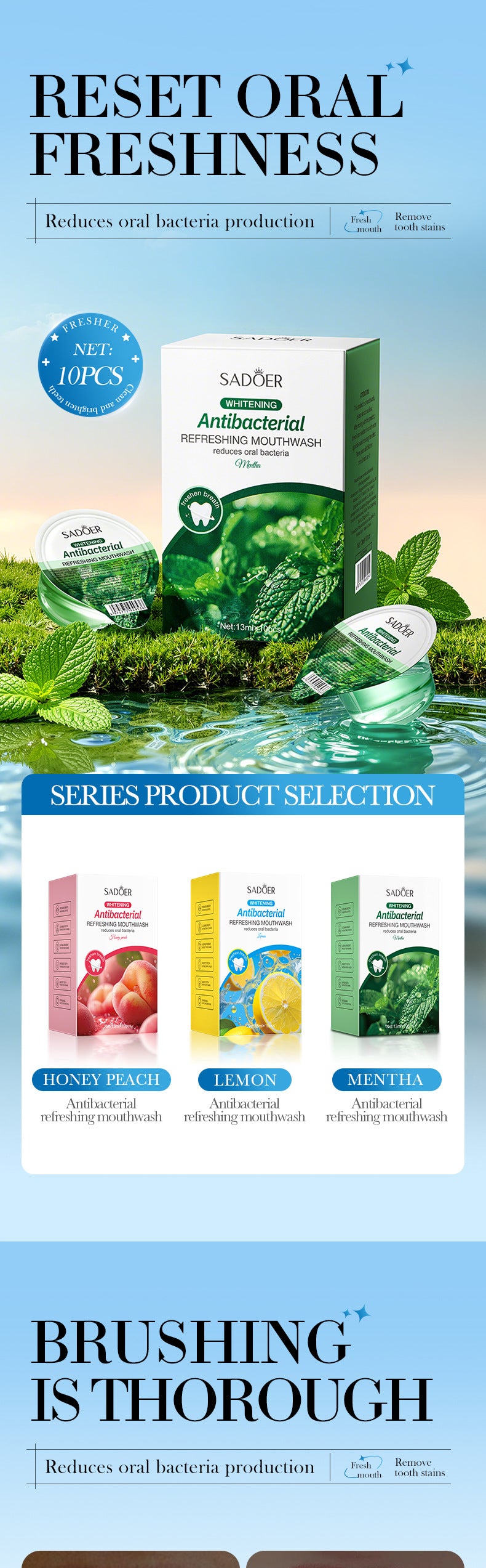 Mint Antibacterial Refreshing Mouthwash SADOER Oral Cleaning Mouthwash Cross-Border Wholesale