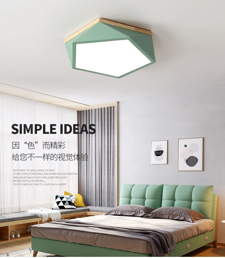 Creative Geometric Ceiling Light led Bedroom Lamp Nordic Creative Boys Girls Children's Room Lamp Iron Art Living Room Lamp