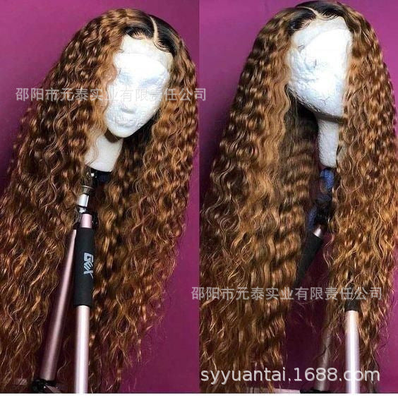 Deep Curly 13*4 Lace Front Wigs Synthetic Glueless Wig Long Curly Hair