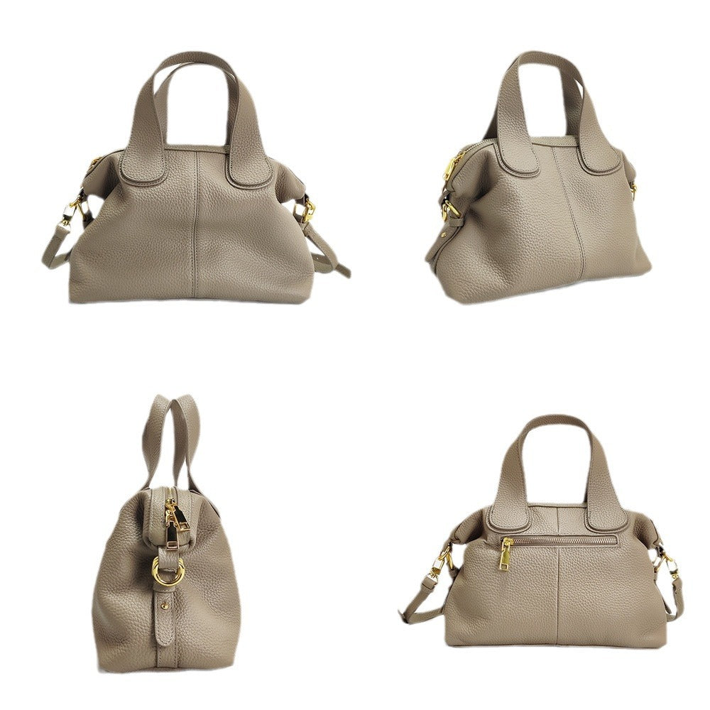 Guangzhou Bag High-End Genuine Leather Women's Bag Large Capacity Dumpling Bag Soft Top Layer Cowhide Handbag Single Shoulder Crossbody Bag