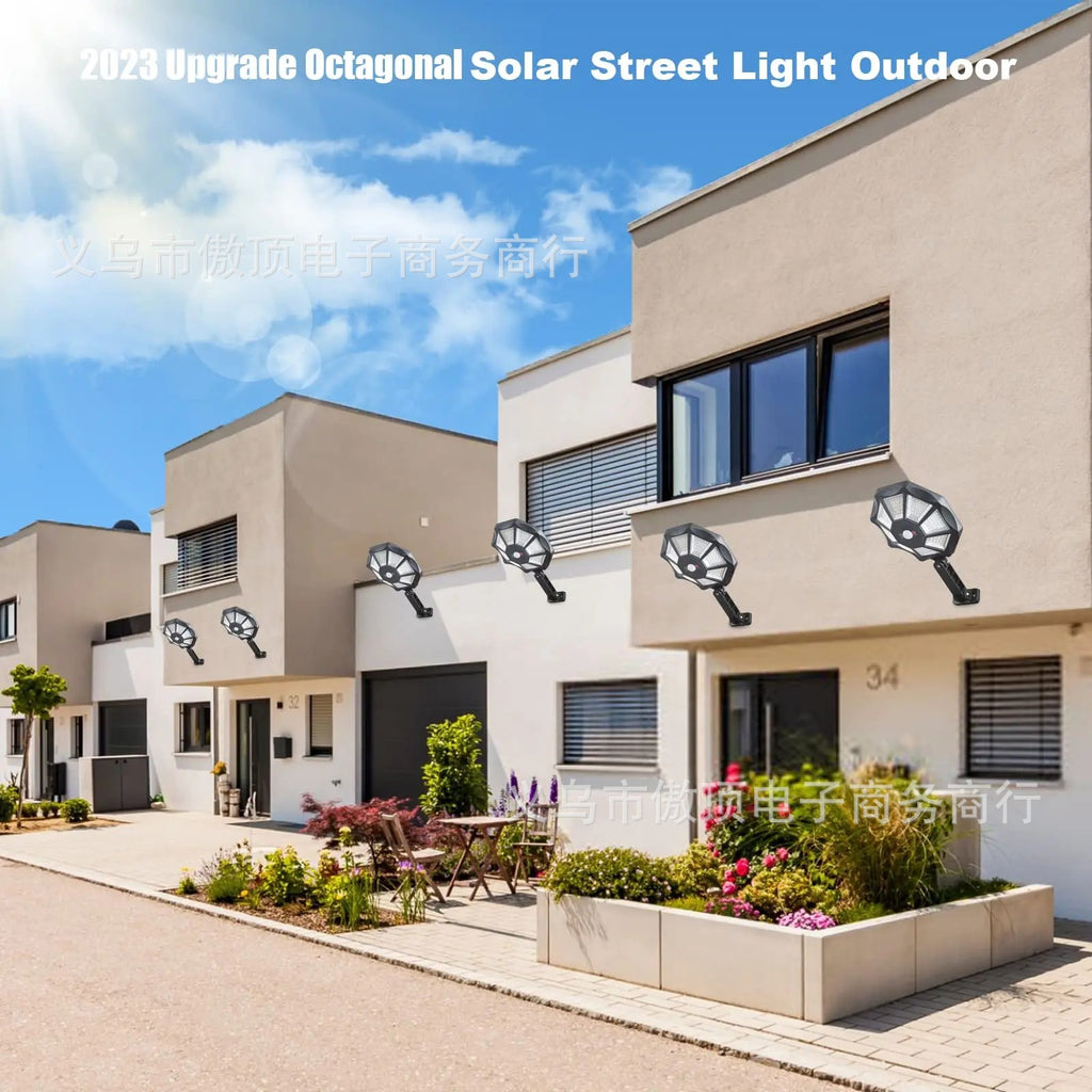 New Solar Light Outdoor Courtyard Human Body Sensing Street Light Remote Control Wall Light Waterproof Garden Garage Light