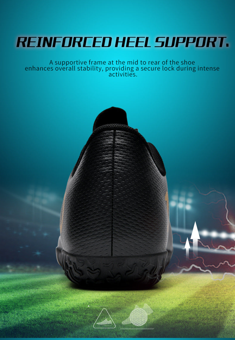 Gold-Plated Sole Men's Football Shoes with Studded Spikes AG Long Spike Shoes for Older Children, Middle and High School Students, Adults, Competition Training Sports Shoes