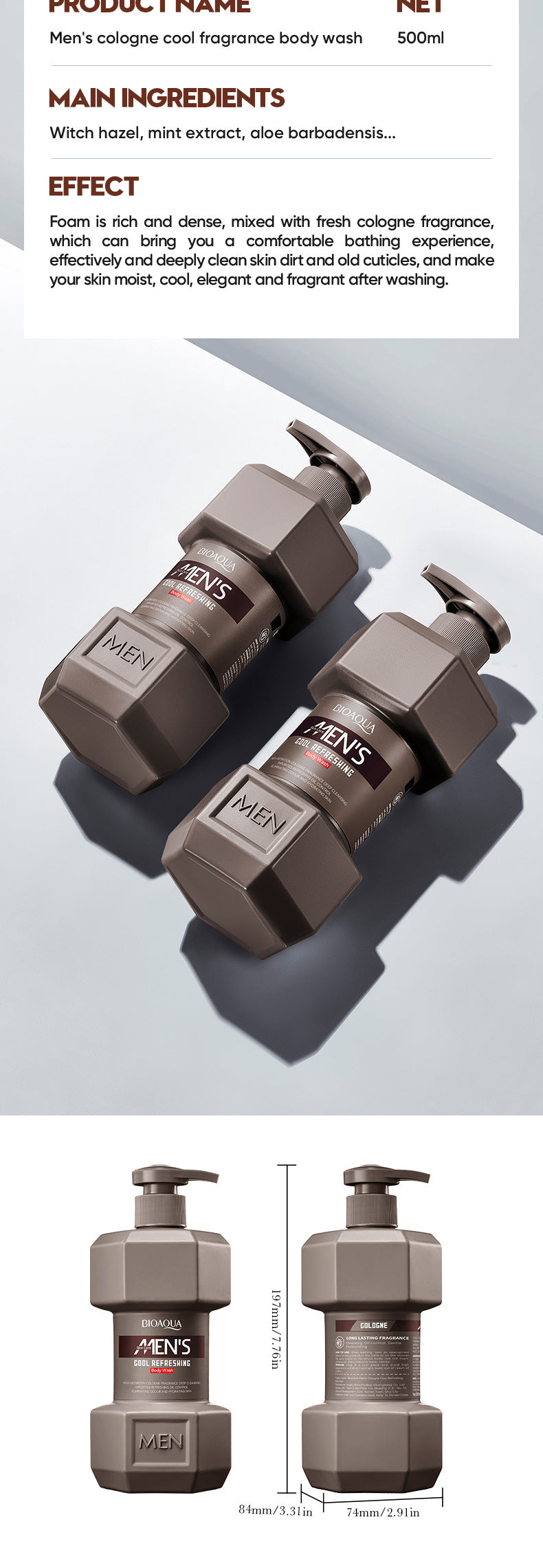 Full English Men's Ocean Refreshing Fragrance Shower Gel BIOAOUA  foreign trade wholesale of cleansing body wash