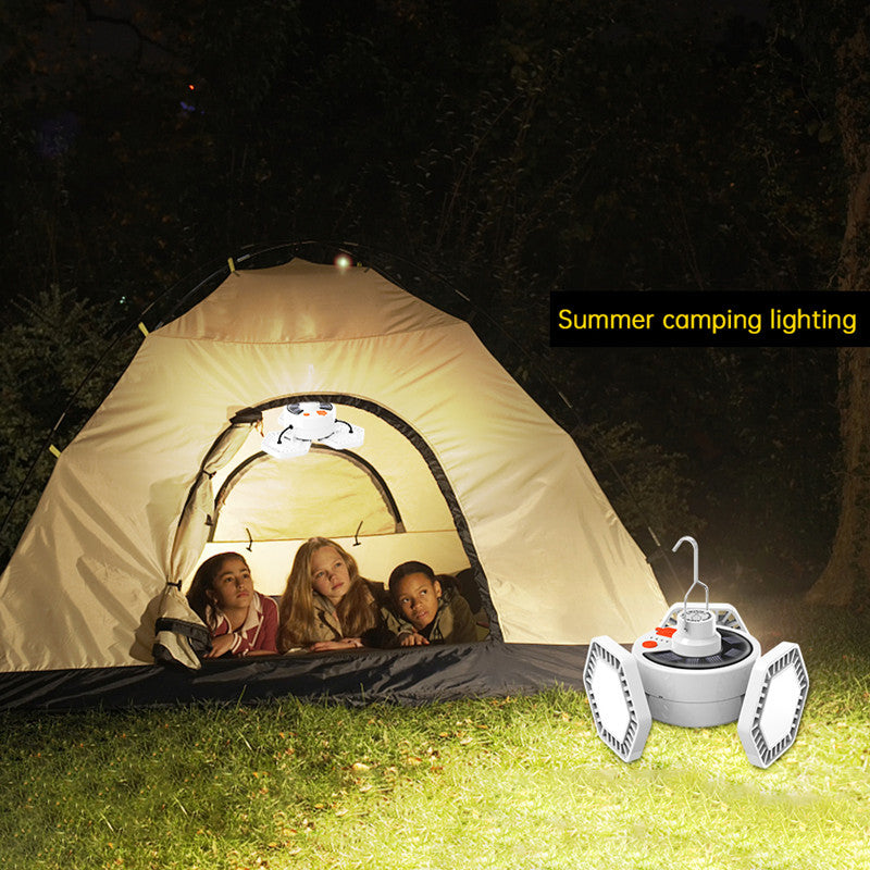 Outdoor LED Tent Light Camping Light with Remote Control Three-Leaf Bulb Emergency Light for Home Power Outage
