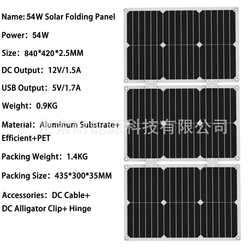 Monocrystalline Solar Charging Panel18W 36W 54W 72W Solar Panel5V Double USB Export Platform