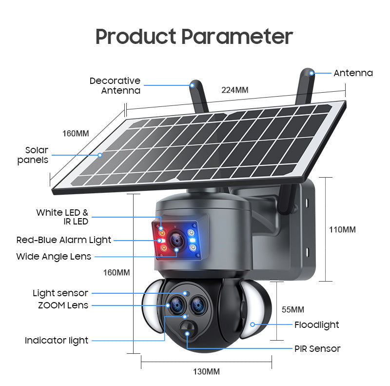 4G Solar Wide Angle Camera15Zoom6MP HD panoramic binocular camera for outdoor use