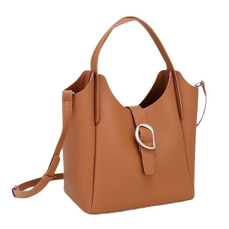Genuine Leather2024New Summer Trend Commuter Handheld Basket Bag for Women, Niche Versatile Shoulder Crossbody Bag