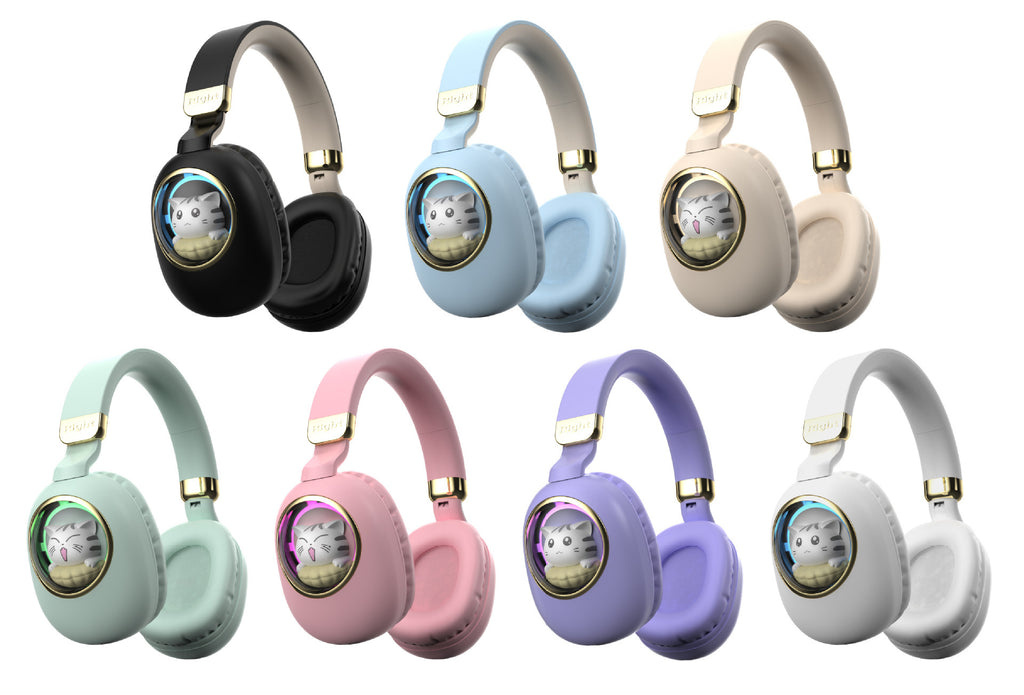 Head-mounted Bluetooth Wireless Earphones Cute Cartoon Cat Full Ear Long Battery Life Support Customization Noise Reduction Cat Ear