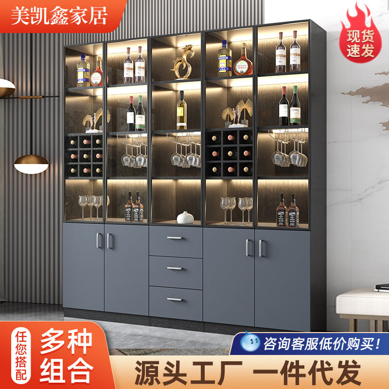 Glass Wine Cabinet for Living Room, Wall-Mounted, Modern Minimalist, Light Luxury, Double-Door Wine Cabinet, Home Dining Side Cabinet, High-End Display Storage Cabinet