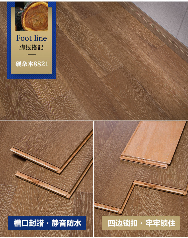 In stock wholesale Door-to-Door Installation Oak Multi-layer Small Knot Locking Solid Wood Flooring Eco-friendly Underfloor Heating Composite Flooring