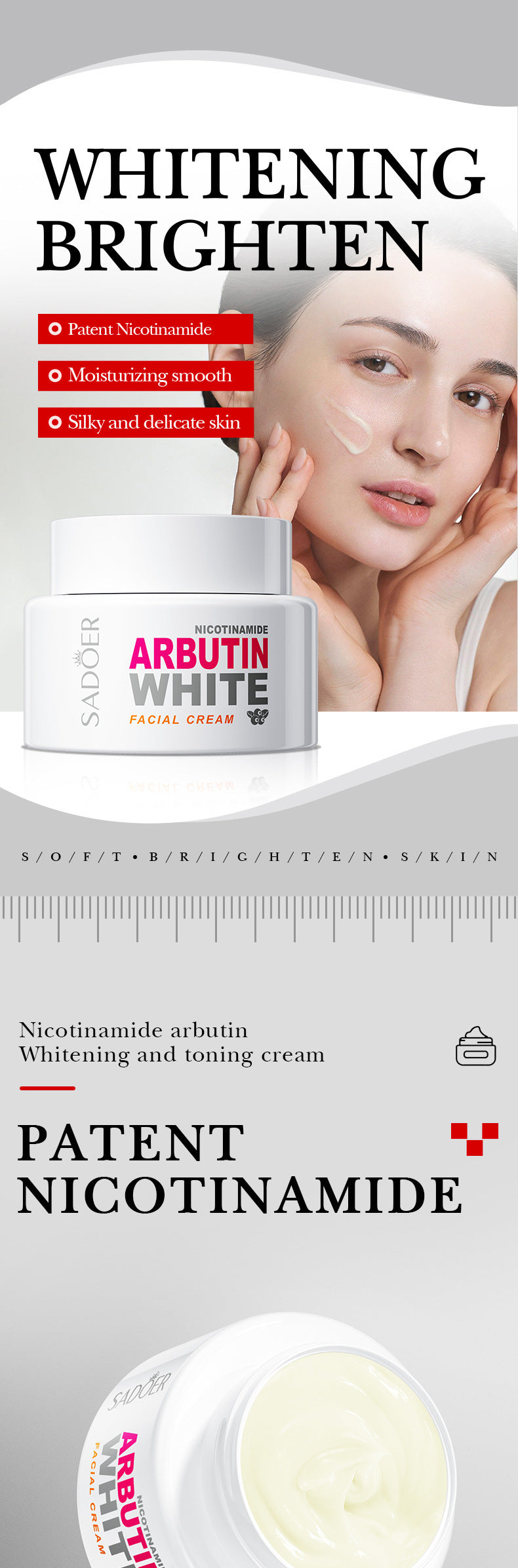 Full English Niacinamide Arbutin Set SADOER Whitening, hydrating, and moisturizing skincare products  wholesale