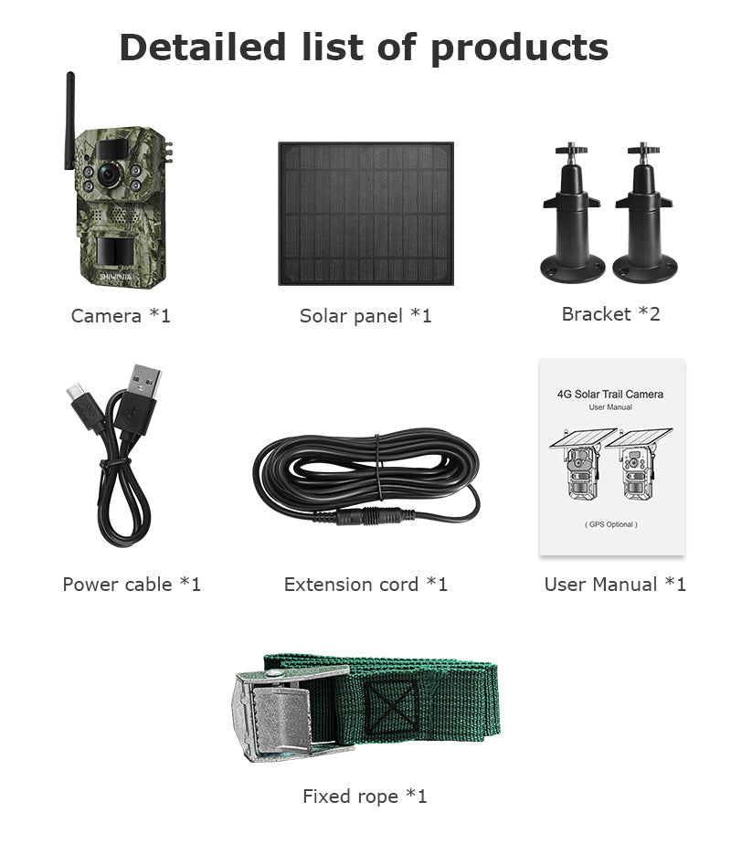 North and South America4G Solar Camera Black Light Full Color Night Vision Outdoor Forest AI Animal Recognition Machine