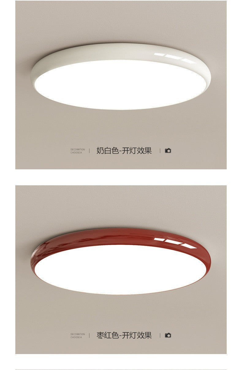 Cream style master bedroom lamp, round Nordic ceiling lamp LED Iron Art Study Lamp Creative Living Room Lamp Home Atmosphere