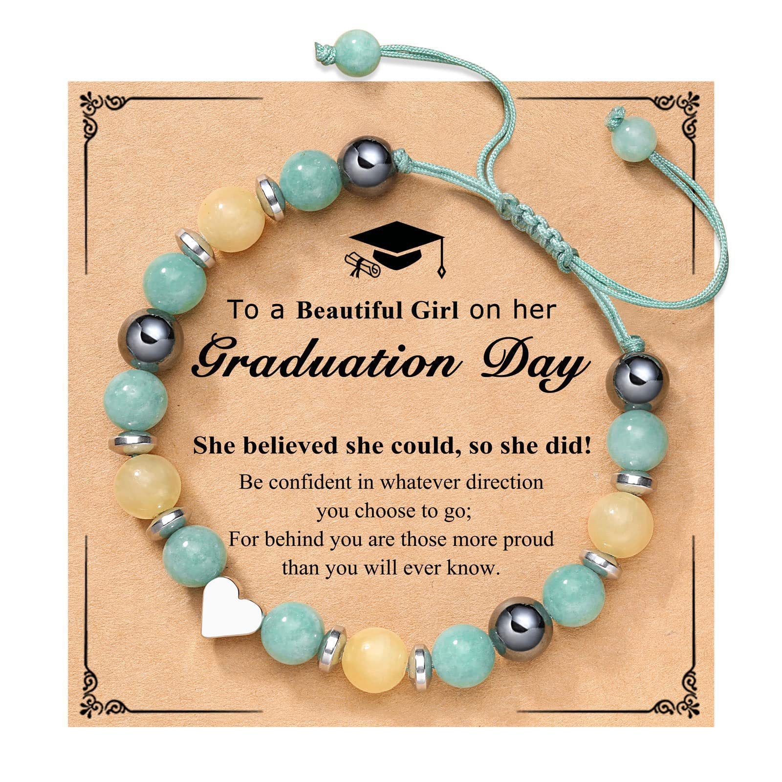 Single Circle Bead Heart Bracelet Triple Protection Magnetic Adjustable Handmade Woven Bracelet Graduation Season Gift Bracelet