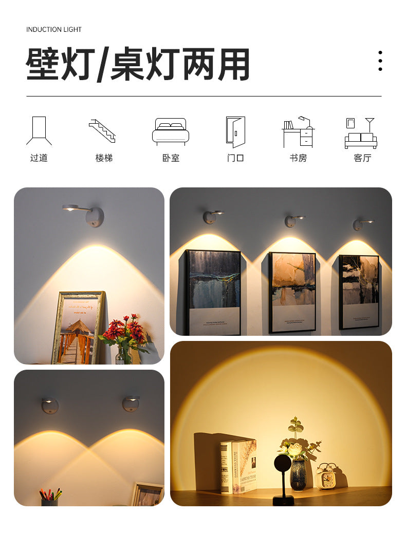 new indoor wireless wall light spotlight Charging led Intelligent Human Body Sensor Light Remote Control Picture Light