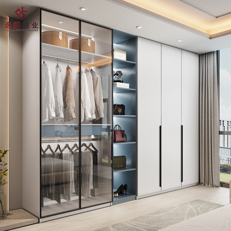 Aluminum Alloy Wardrobe Simple Modern Flat Aluminum Wardrobe Bedroom Wardrobe Full Aluminum Home Furnishing Factory Direct