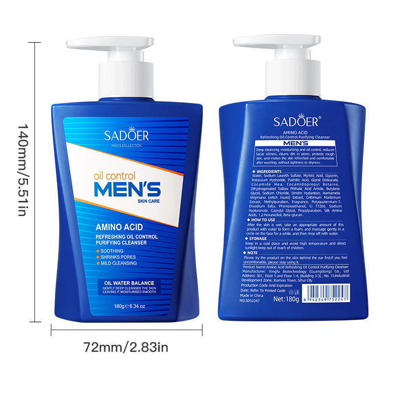 Men's Amino Acid Refreshing Cleanser SADOER Cleansing facial cleanser cross-border foreign trade wholesale