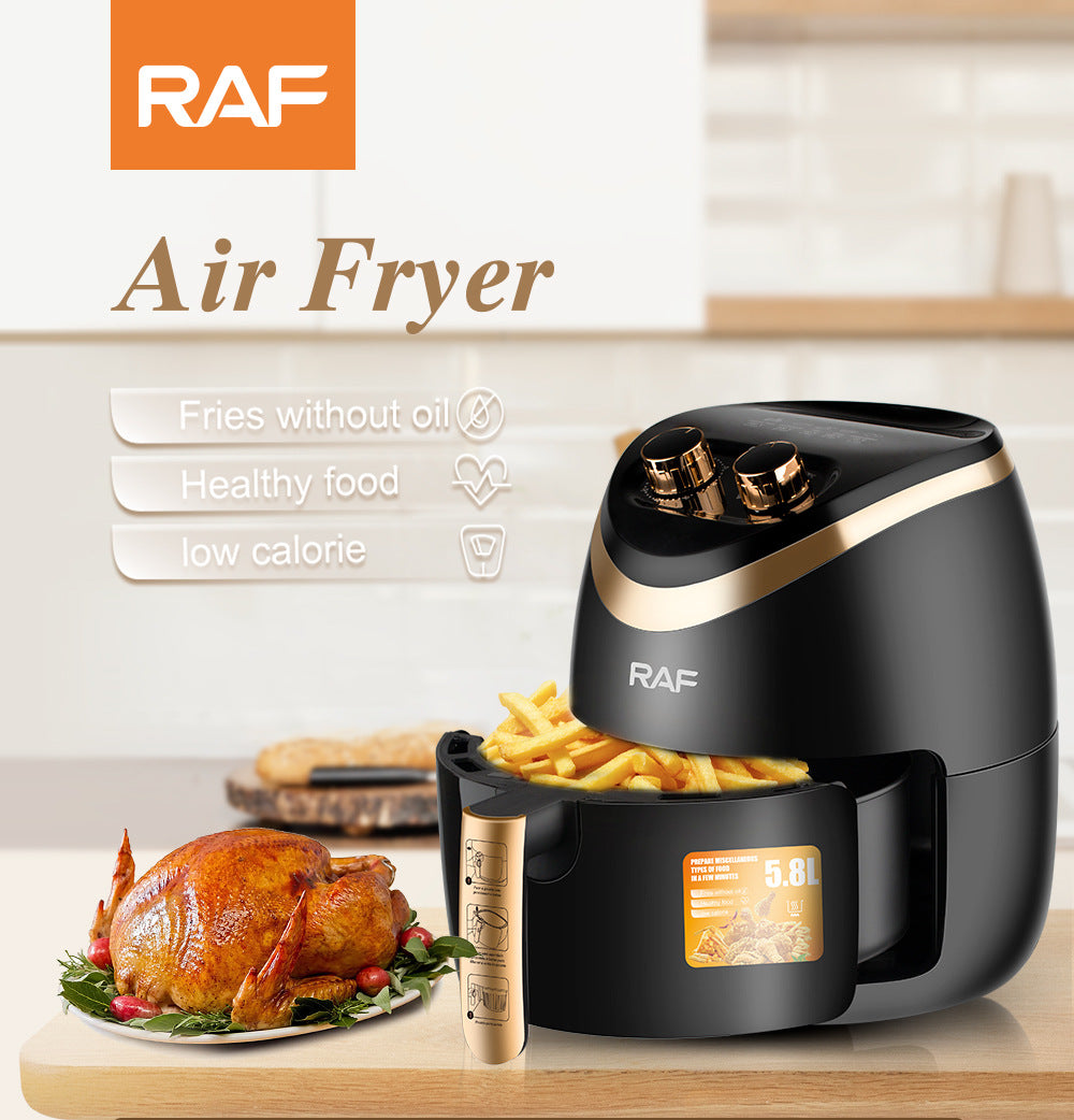 RAF US Standard Air Fryer Household Large Capacity Multifunctional Smart French Fries Fully Automatic Fryer 5.8L