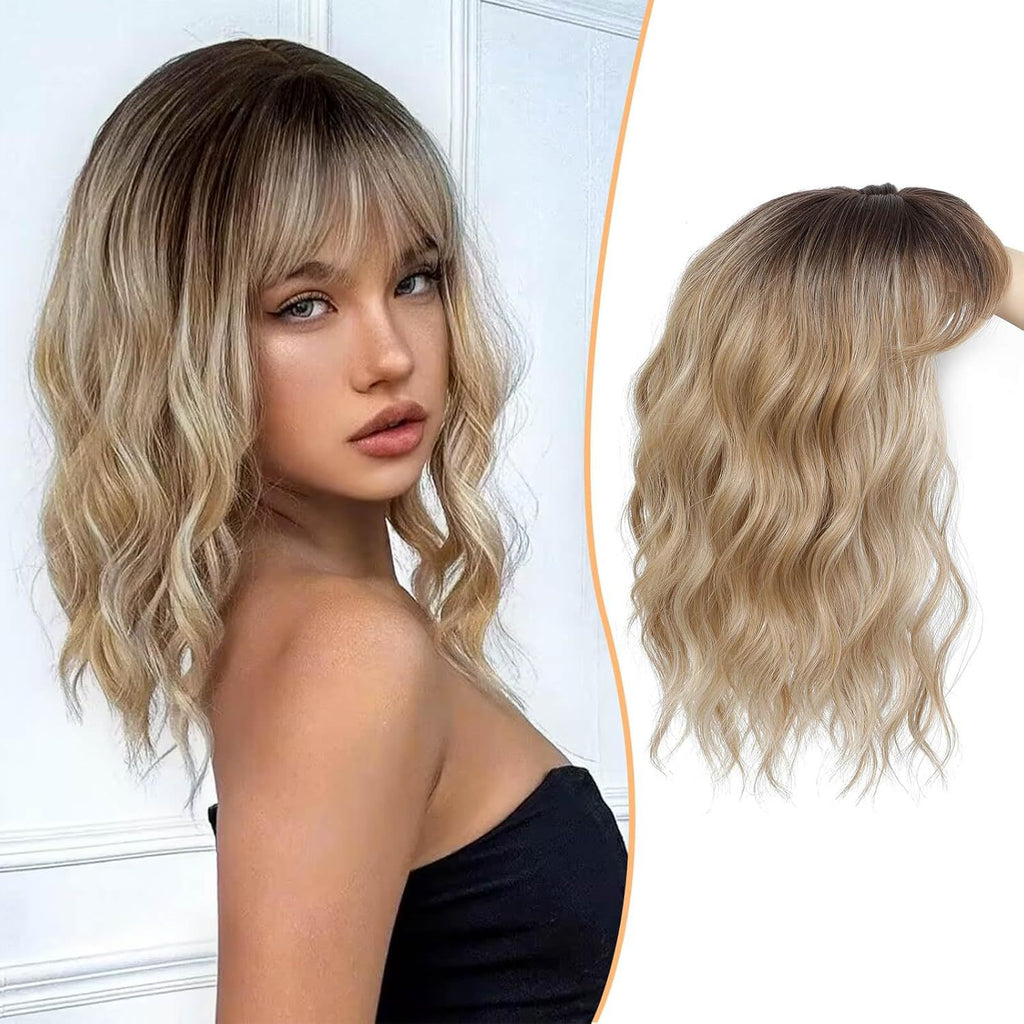 141 Inch European and American Style Synthetic Hair Patch with Bangs to Cover Scalp, Hair Patch water topper