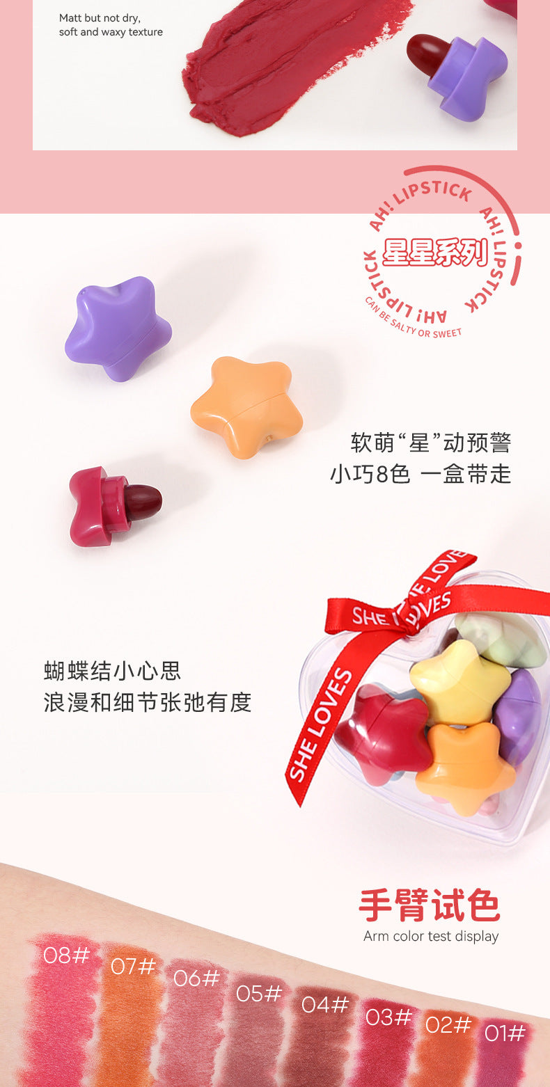 Lucky star8Color Little Star Lipstick Set Matte Velvet Lipstick Gift Box