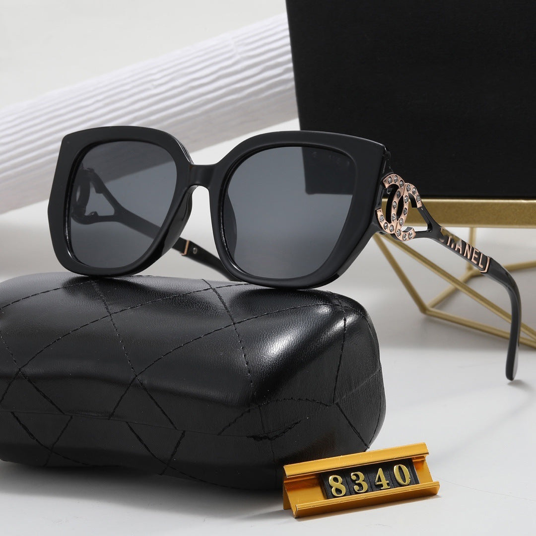 Chanel Style European and American High-End Summer Sunglasses Personality Versatile Trendy Sunglasses Driving Travel Fake Eye