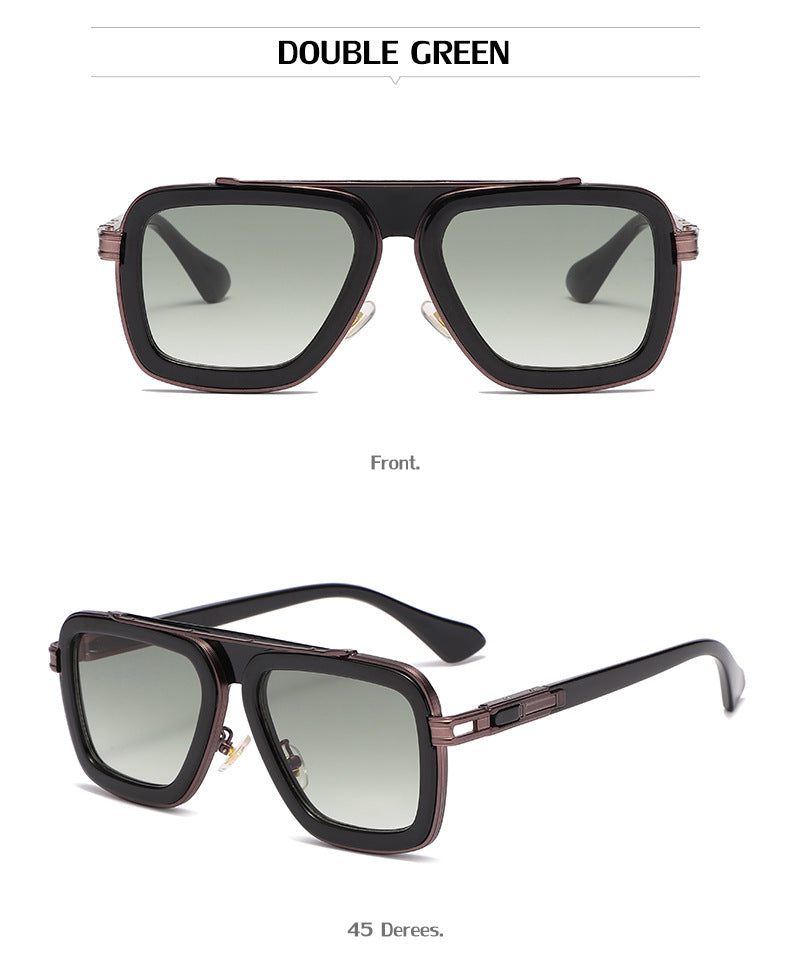European and American Retro Square Frame Sunglasses for Men, Trendy European and American Punk Style, Internet Celebrity Same Style Sunglasses for Women ins Wind shades
