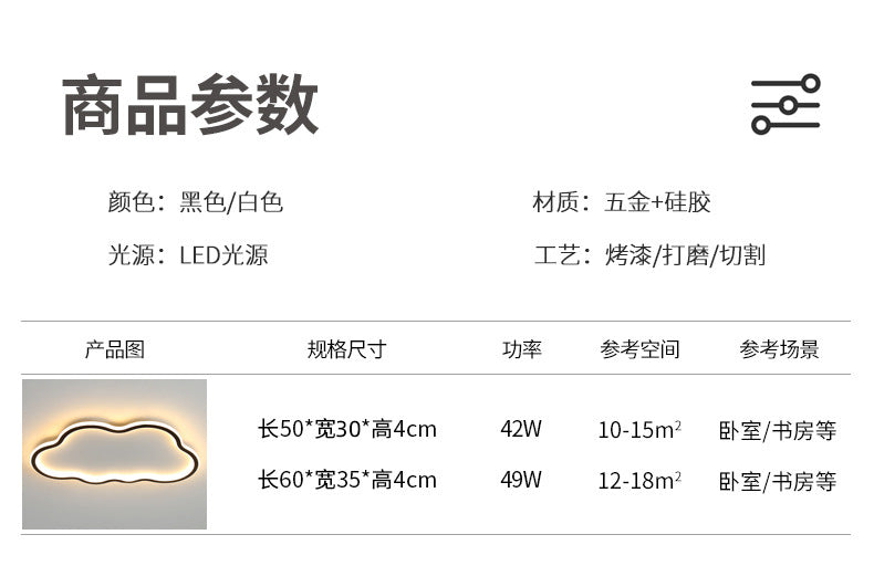 Ultra-thin Nordic Ceiling Light Modern Simple Bedroom Cloud led Lighting Living Room Internet Celebrity Side Emitting Creative Lamp