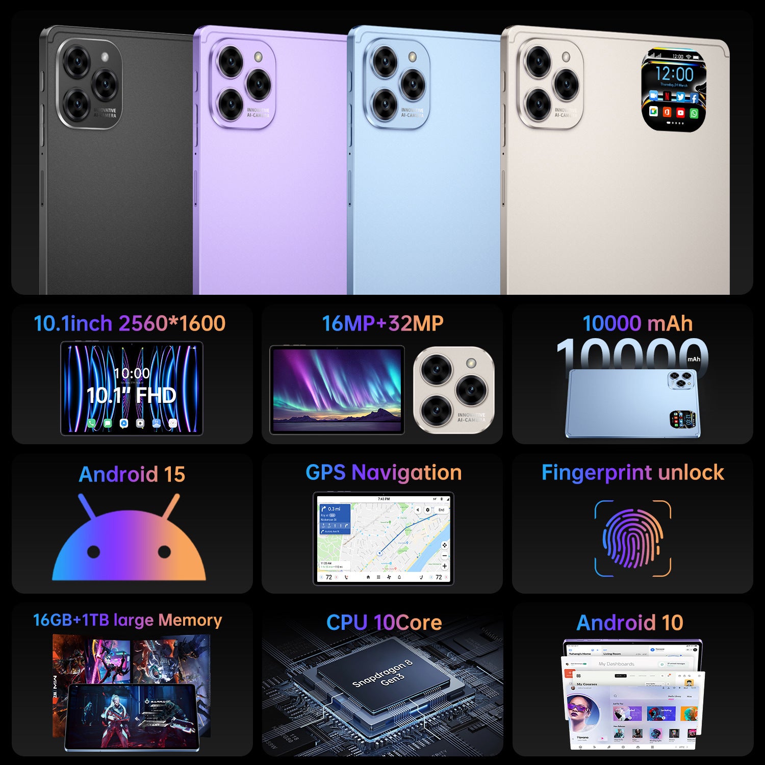 New model factory exclusive Pad 16 Pro Android Smart Tablet PC10Supports inch screen WiFi Bluetooth