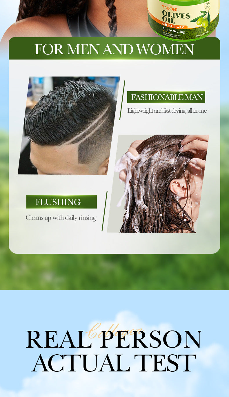 Full English Olive Oil Hair Styling Wax SADOER Nourishing Gel Styling Fluffy Hair Wax  Foreign Trade Wholesale