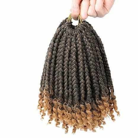 Cross-border African Three-strand Braid Tail Curl Synthetic Fiber Box  Braids Curly Ends Three-strand Braided Top Wrapped Bottom Tube