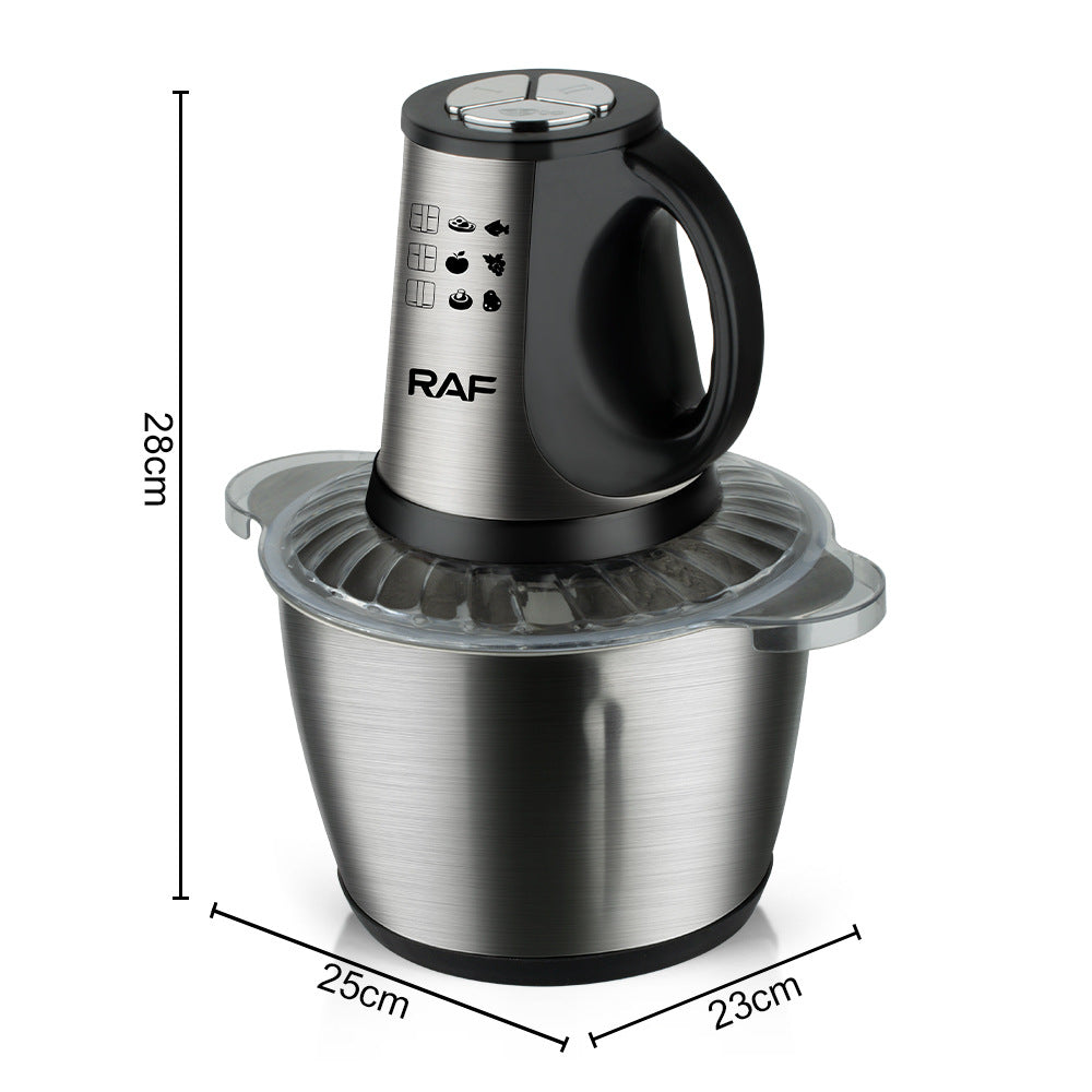 RAF European Standard Stainless Steel Electric Meat Grinder, Vegetable Chopper, Meat Mincer, Household Dual-Speed Food Processor