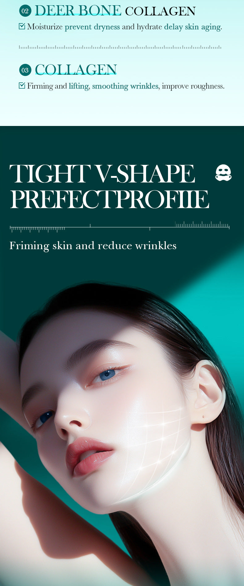 Full English Polypeptide Collagen Protein3D Lifting and Firming Face Mask SADOER Hydrating and Moisturizing Face Mask Wholesale