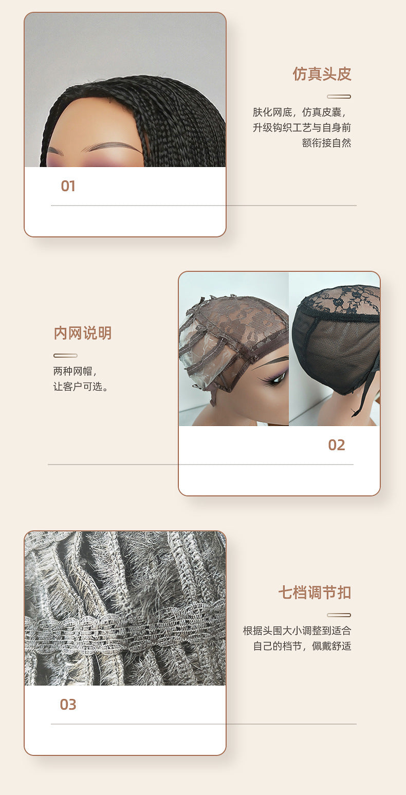 New European and American Style Small Braided Wig Women's Small Curly Synthetic Hair Cap African Dreadlocks Popular Short Hair Wholesale