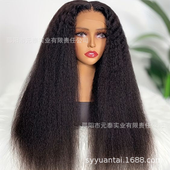 Kinky Straight Lace Front Wigs Synthetic Yaki Long Wigs