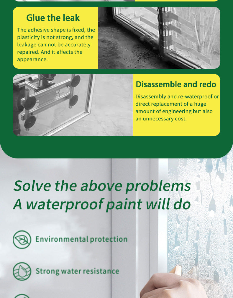 Transparent Waterproof Adhesive for Exterior Walls and Bathrooms, Leak Repair Adhesive, No Brick Smashing, Floor Waterproof Adhesive, Nano Coating