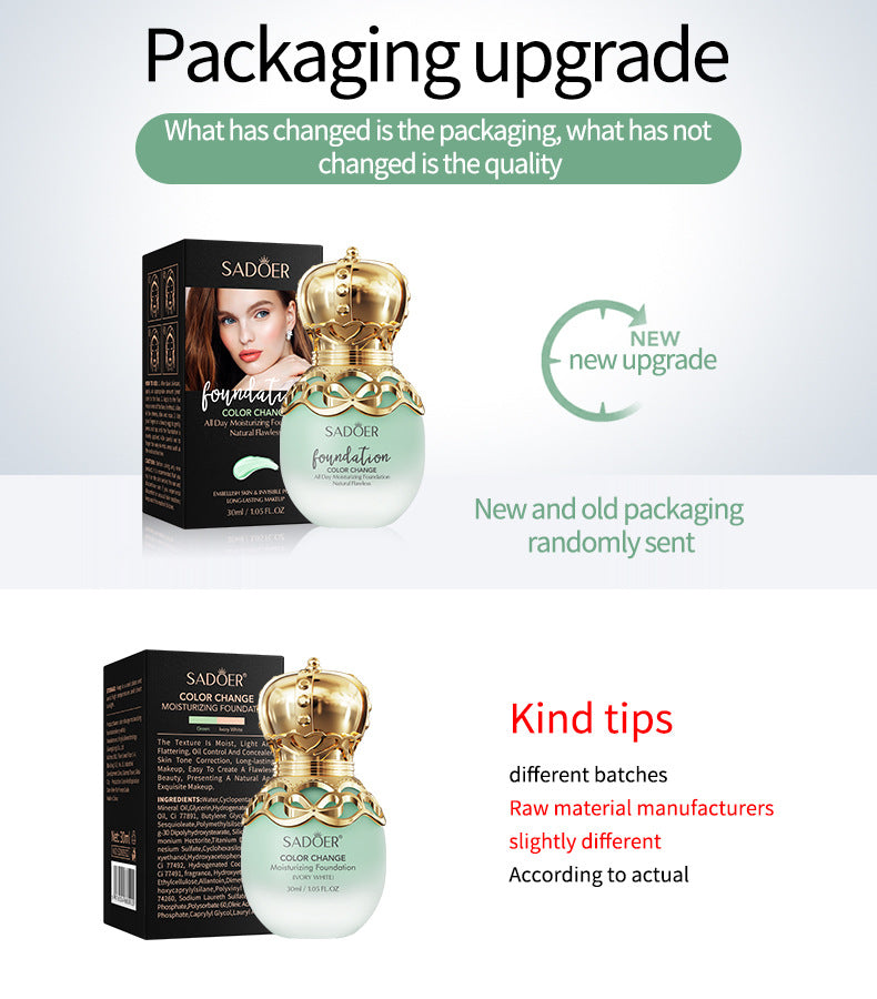 Makeup SADOER Concealer foundation with temperature-changing skin tone that doesn't easily come off BB Wholesale Cross-Border Foreign Trade Frost