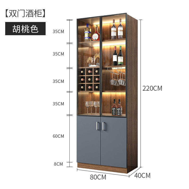 Glass Wine Cabinet for Living Room, Wall-Mounted, Modern Minimalist, Light Luxury, Double-Door Wine Cabinet, Home Dining Side Cabinet, High-End Display Storage Cabinet