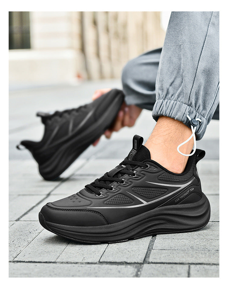2025New Large Size Leather Waterproof Trendy Casual Men's Shoes Non-Slip Wear-Resistant Sports Shoes Shock Absorption Comfortable Running Shoes