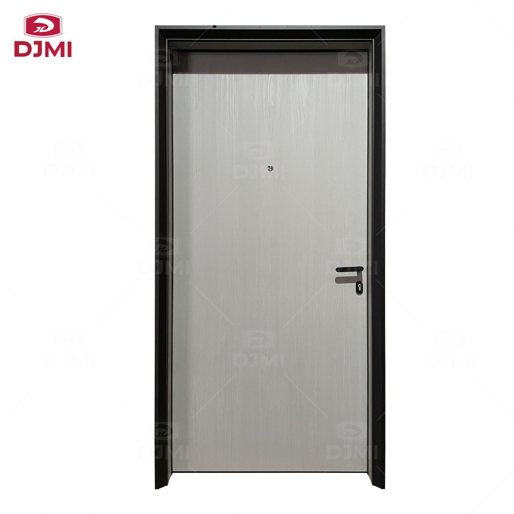 China Top Manufacturer Contemporary Internal Steel Jamb Mdf Filling Wood Grain Veneer Hinge Wooden Door for Houses Interior