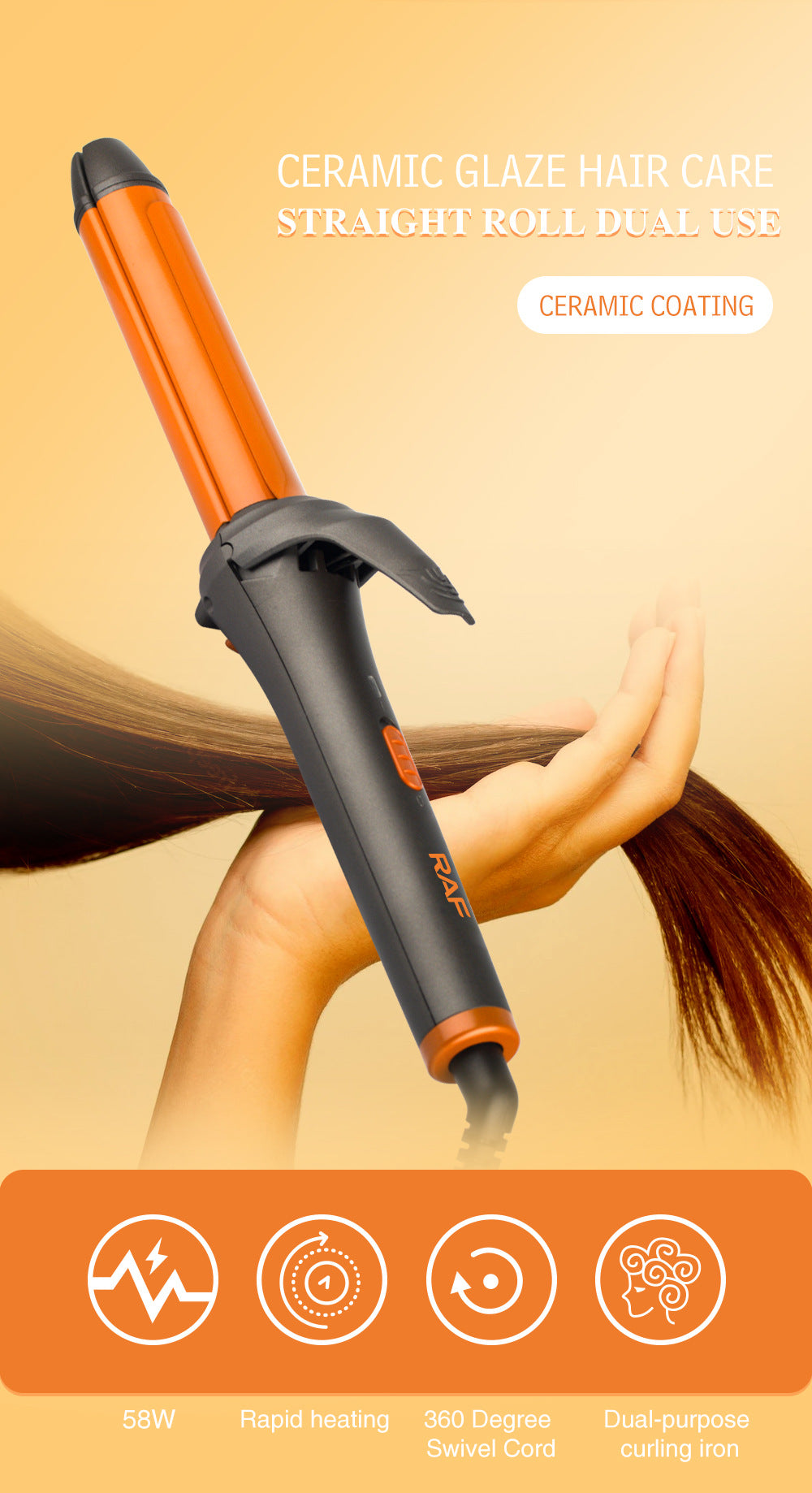 New 2-in-1 Curling Iron and Straightener Ceramic Plate Dry and Wet Dual-use Large Curling Bangs Hair Styling Tool