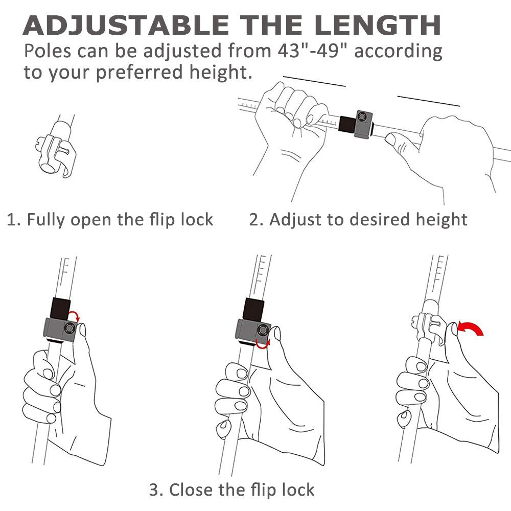 Jituo Hiking Pole Aluminum Alloy Three-Section Foldable Telescopic Walking Stick Non-Slip Portable Outdoor Canopy Tent Support Rod