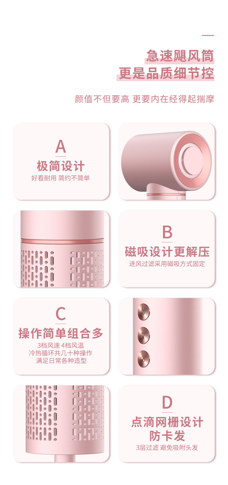 фенHigh-Speed Hair Dryer Strong Wind Power Household Negative Ion Curling Automatic 5-in-1 Hair Dryer Comb