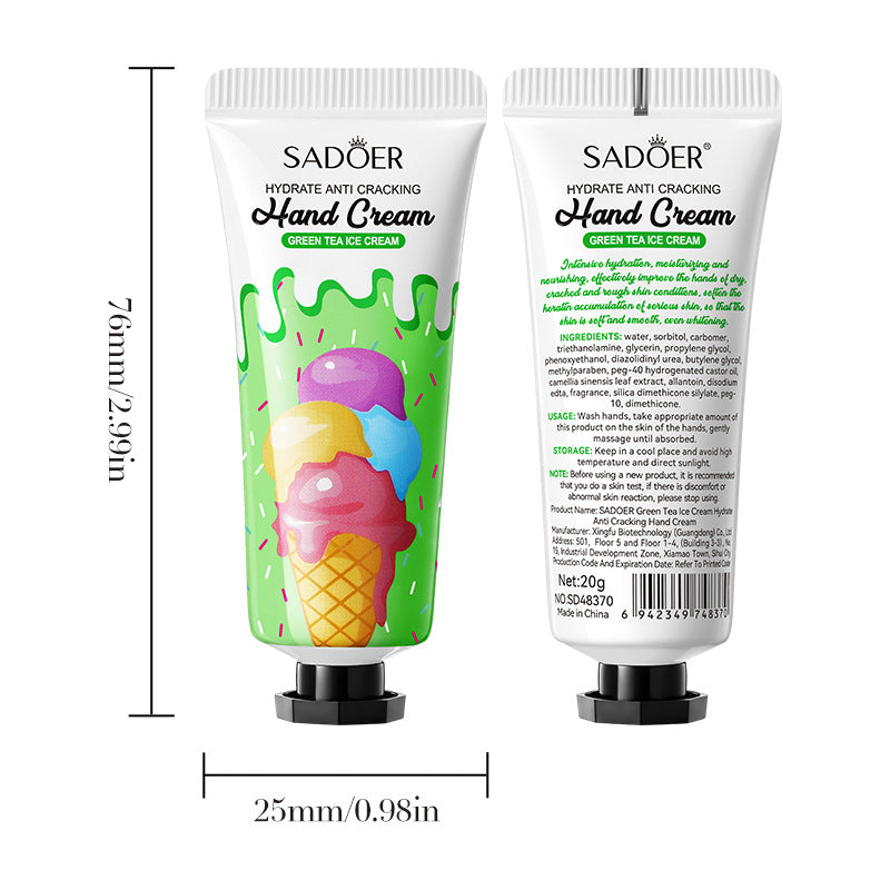 Green Tea Ice Cream Hydrating Hand Cream SADOER Autumn and winter hand cream cross-border foreign trade wholesale