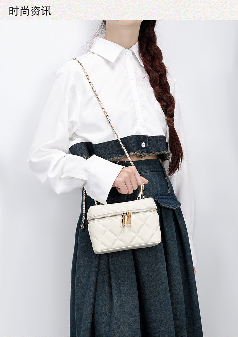 Korean Style Fashion Handbag for Women New Simple Embroidery Small Square Bag2024Spring and Summer Trendy Crossbody Bag