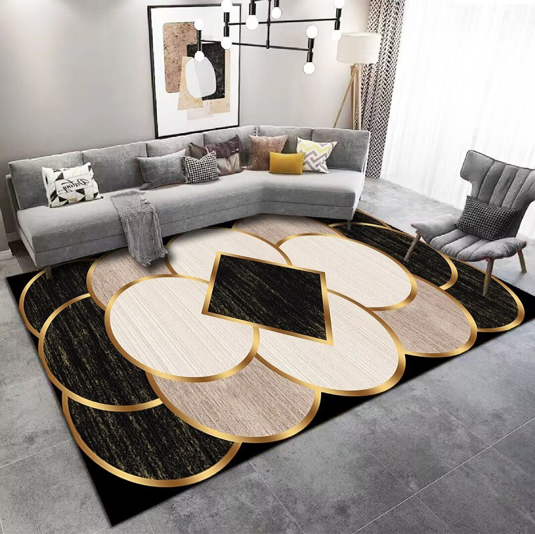 Crystal Velvet Carpet Full Coverage Living Room Non-Slip Coffee Table Rug Chinese Classical Home Bedroom Bedside Rug One Piece Dropshipping