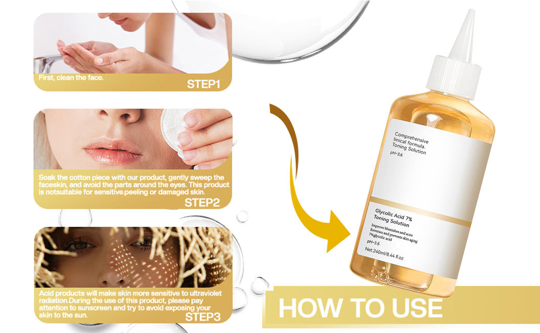 Exclusive for 7%Glycolic Acid Lotion Glycolic acid toner Fruit Acid Exfoliating Skincare
