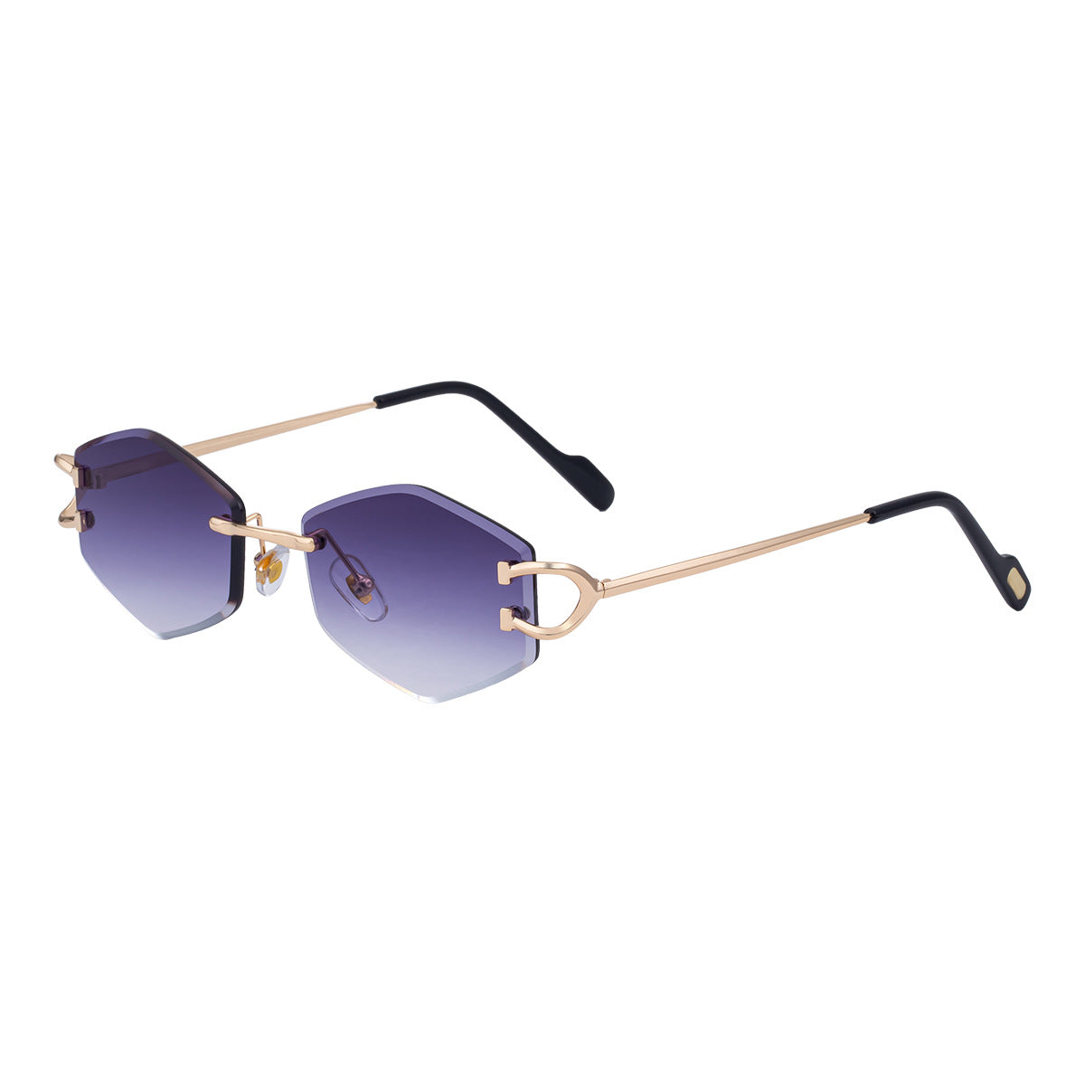 2025New European and American Fashion Frameless Sunglasses for Women with Metal Temples Trendy Outdoor Street Style Sunglasses for Women