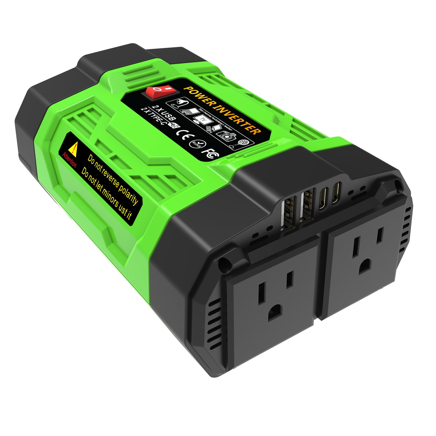 Vehicle Inverter200W300W600W12V Turn110V/220V With dual sockets USB/Type-C Converter