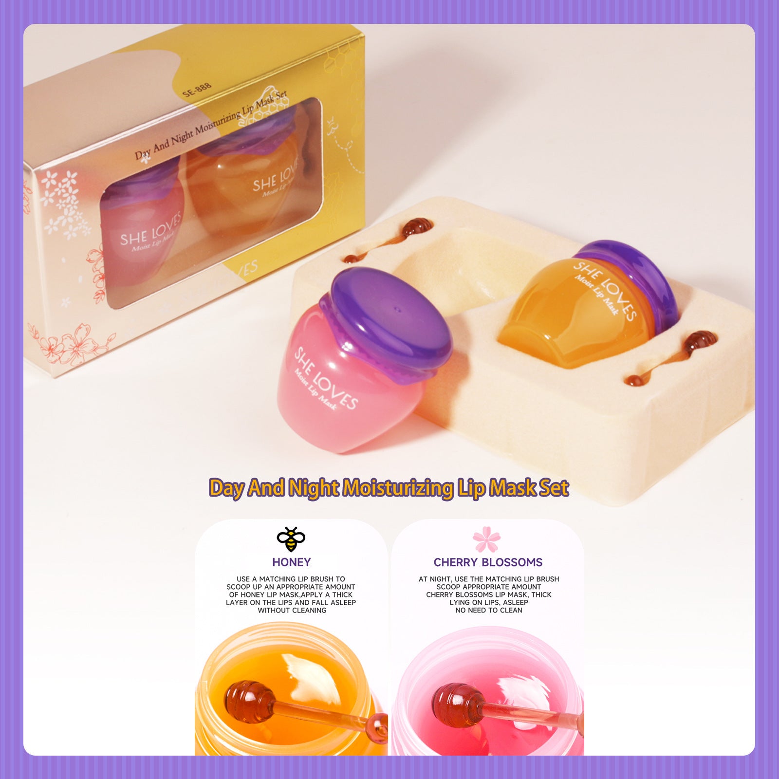 Honey Sakura Autumn and Winter Lightening Lip Lines Moisturizing Lip Balm Scrub Exfoliating Sleeping Lip Mask Set