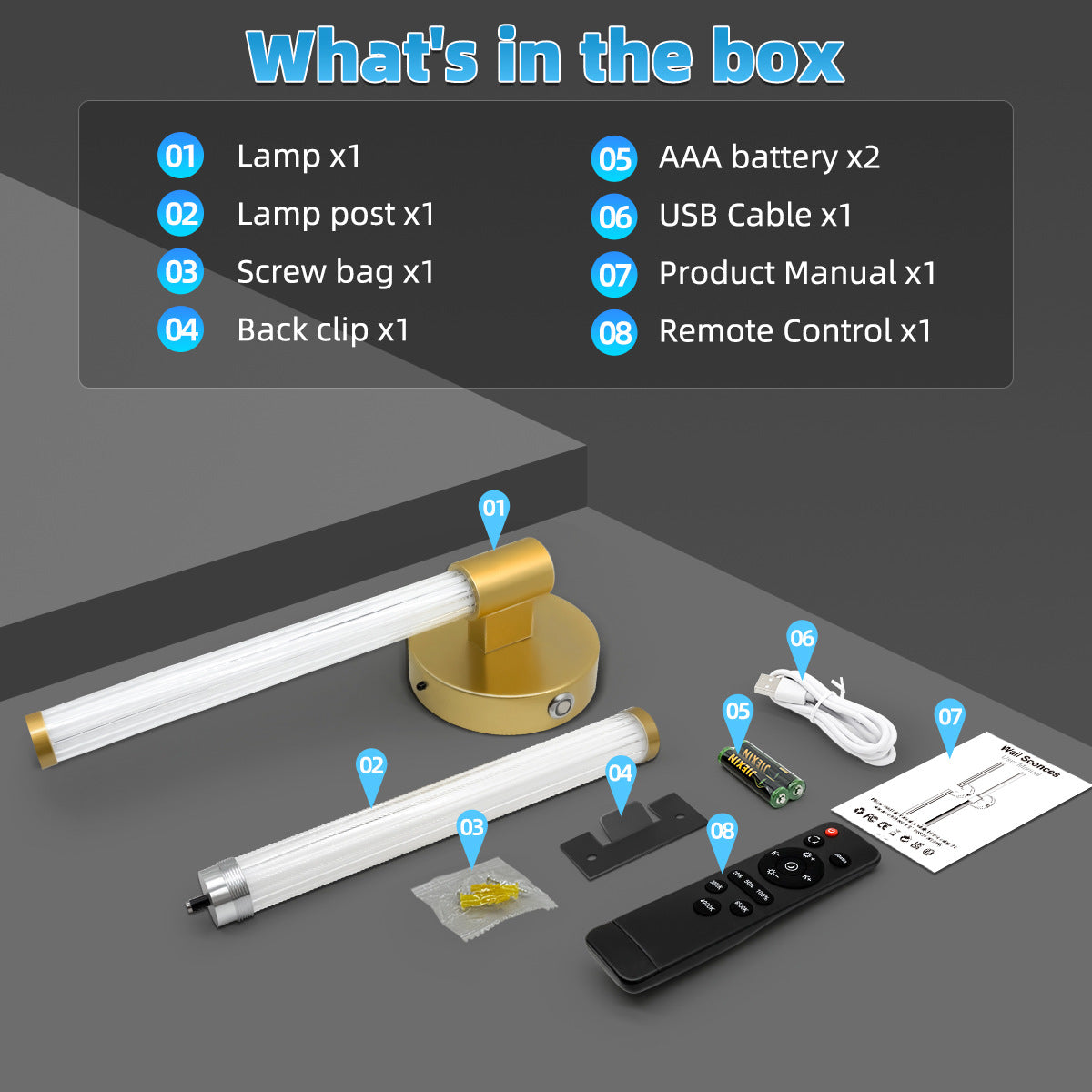 Light Guide Column Rechargeable Wall Lamp Indoor Wall Lamp No Wiring Wall Lamp Magnetic Wall Lamp Strip Wall Lamp Bestseller
